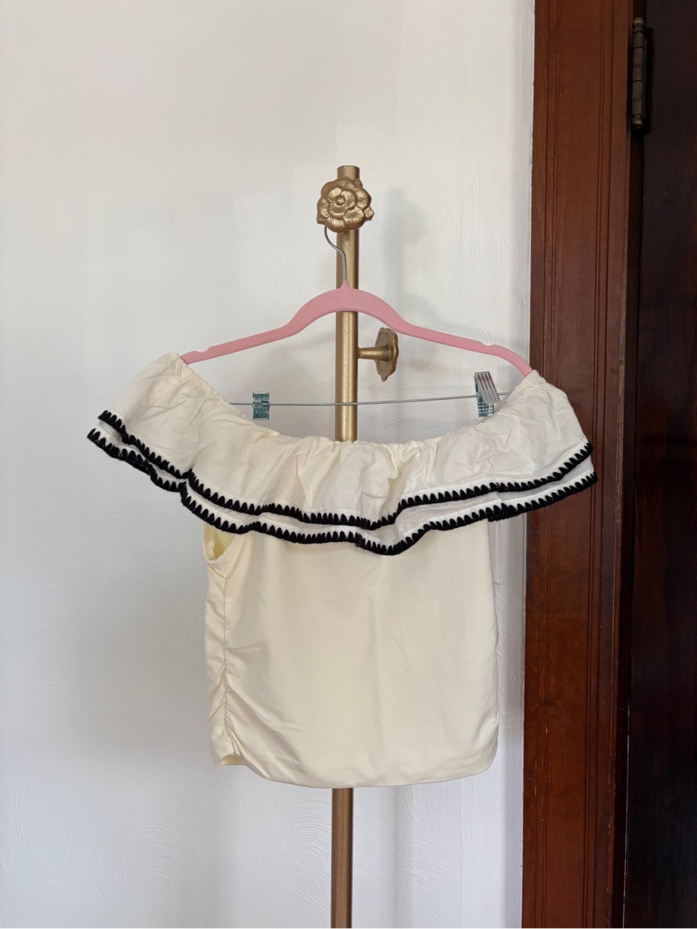 J. Crew Ivory Off-Shoulder Ruffle Top - Picture 2 of 11